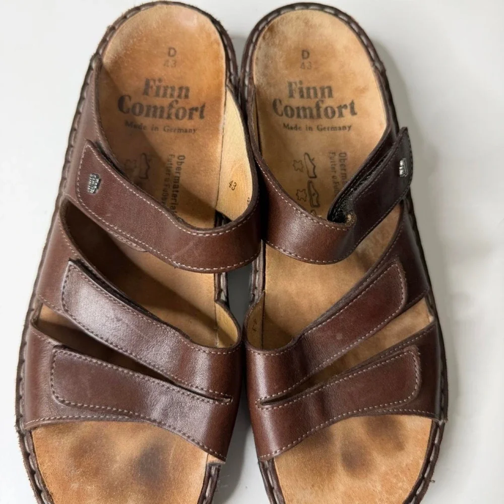 Finn Comfort Baltrum Brown Leather Comfort Sandals Handmade Germany Mens 10